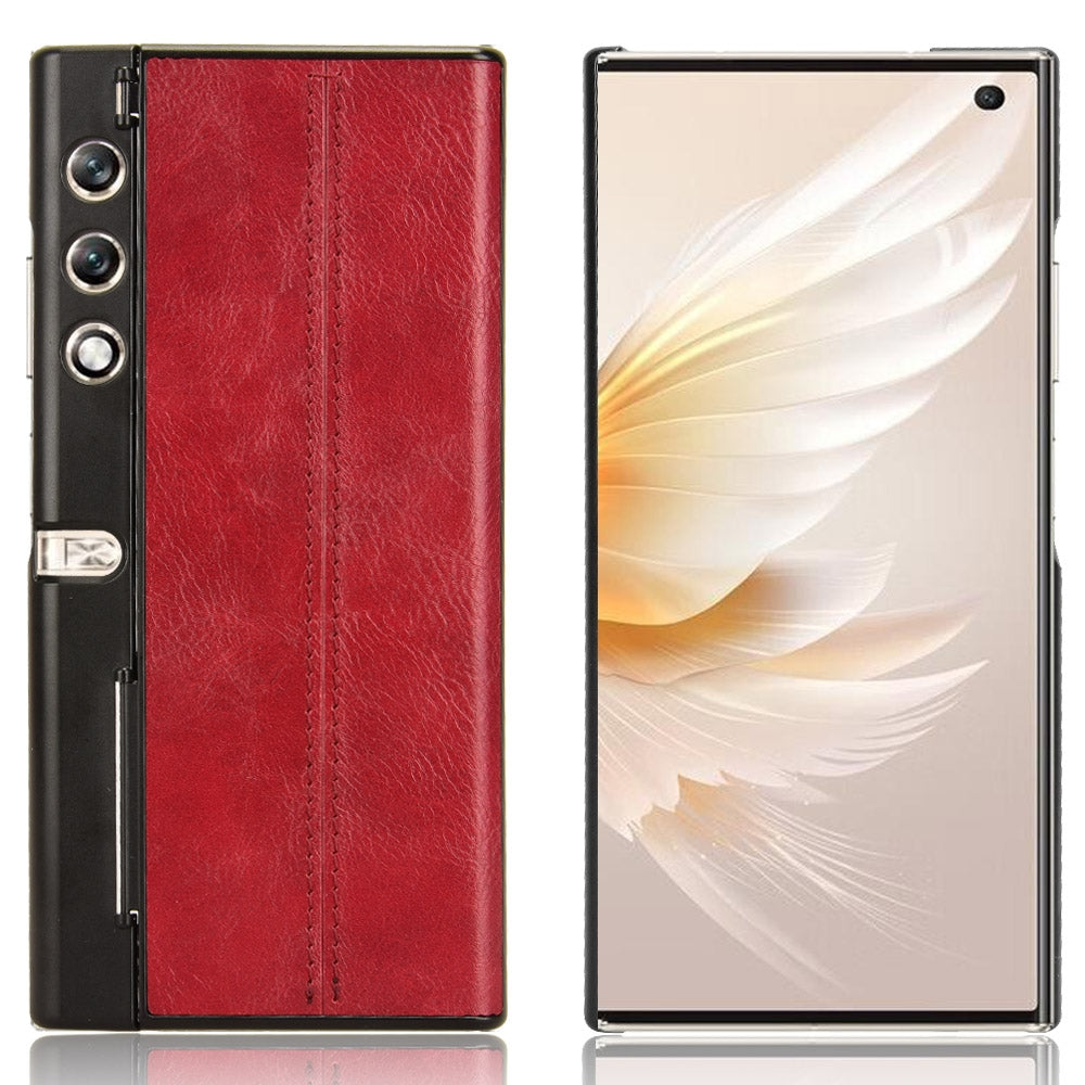 Honor V Purse Cow Pattern Sewing Back Cover Phone Case - Premium PU Leather Texture PC + TPU Shockproof Protective Case, Scratch Resistant Slim Lightweight Anti-Fingerprint Full Coverage Mobile Cover