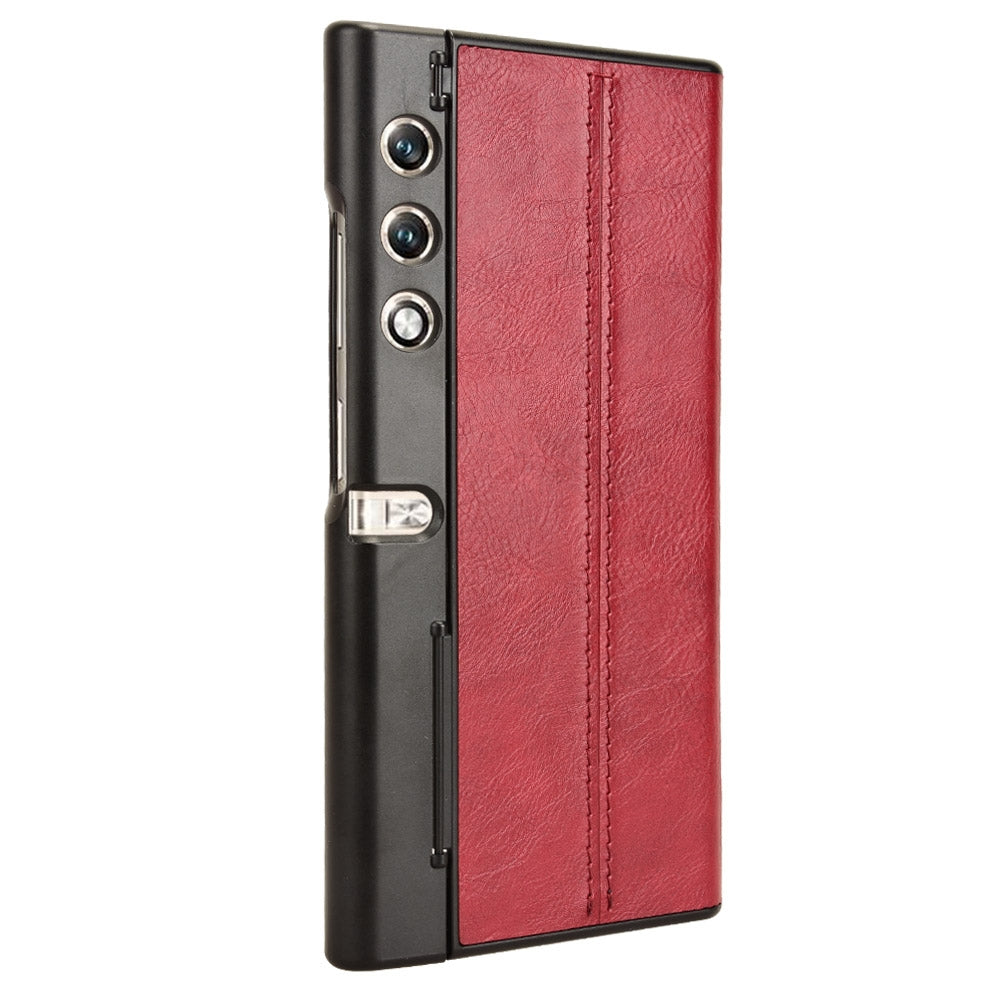 Honor V Purse Cow Pattern Sewing Back Cover Phone Case - Premium PU Leather Texture PC + TPU Shockproof Protective Case, Scratch Resistant Slim Lightweight Anti-Fingerprint Full Coverage Mobile Cover