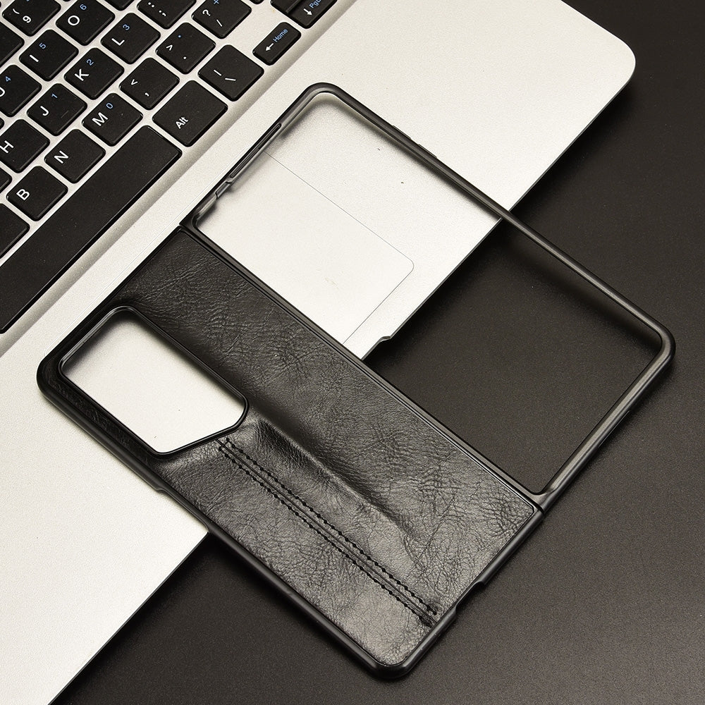 Honor Magic V2 RSR Porsche Design Cow Pattern Sewing Back Cover Phone Case - Premium PU Leather Texture PC + TPU Shockproof Protective Case, Scratch Resistant Slim Lightweight Anti-Fingerprint Full Coverage Mobile Cover