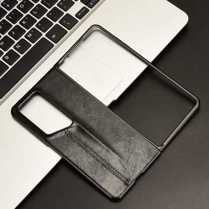 Honor Magic V2 RSR Porsche Design Cow Pattern Sewing Back Cover Phone Case - Premium PU Leather Texture PC + TPU Shockproof Protective Case, Scratch Resistant Slim Lightweight Anti-Fingerprint Full Coverage Mobile Cover