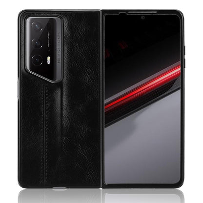 Honor Magic V2 RSR Porsche Design Cow Pattern Sewing Back Cover Phone Case - Premium PU Leather Texture PC + TPU Shockproof Protective Case, Scratch Resistant Slim Lightweight Anti-Fingerprint Full Coverage Mobile Cover