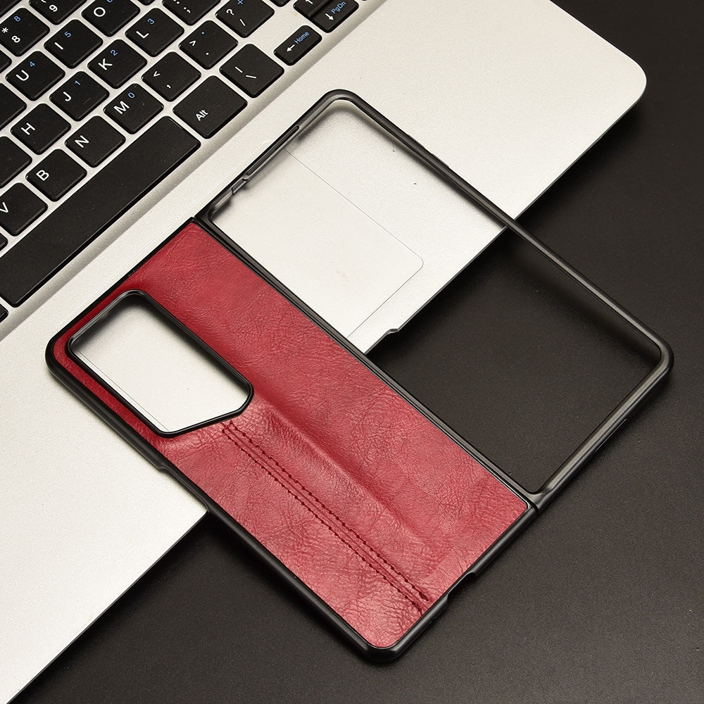 Honor Magic V2 RSR Porsche Design Cow Pattern Sewing Back Cover Phone Case - Premium PU Leather Texture PC + TPU Shockproof Protective Case, Scratch Resistant Slim Lightweight Anti-Fingerprint Full Coverage Mobile Cover