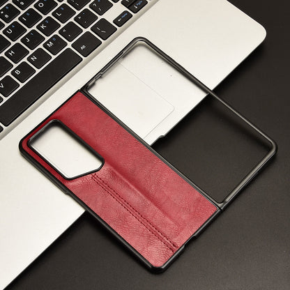 Honor Magic V2 RSR Porsche Design Cow Pattern Sewing Back Cover Phone Case - Premium PU Leather Texture PC + TPU Shockproof Protective Case, Scratch Resistant Slim Lightweight Anti-Fingerprint Full Coverage Mobile Cover