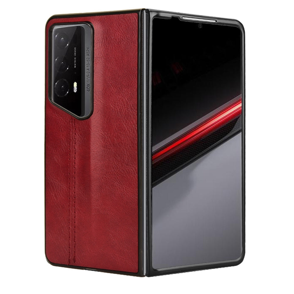 Honor Magic V2 RSR Porsche Design Cow Pattern Sewing Back Cover Phone Case - Premium PU Leather Texture PC + TPU Shockproof Protective Case, Scratch Resistant Slim Lightweight Anti-Fingerprint Full Coverage Mobile Cover
