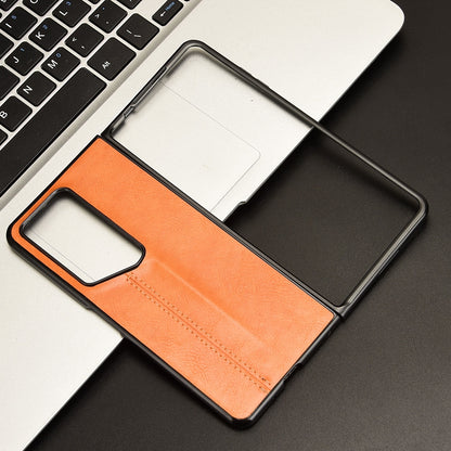Honor Magic V2 RSR Porsche Design Cow Pattern Sewing Back Cover Phone Case - Premium PU Leather Texture PC + TPU Shockproof Protective Case, Scratch Resistant Slim Lightweight Anti-Fingerprint Full Coverage Mobile Cover