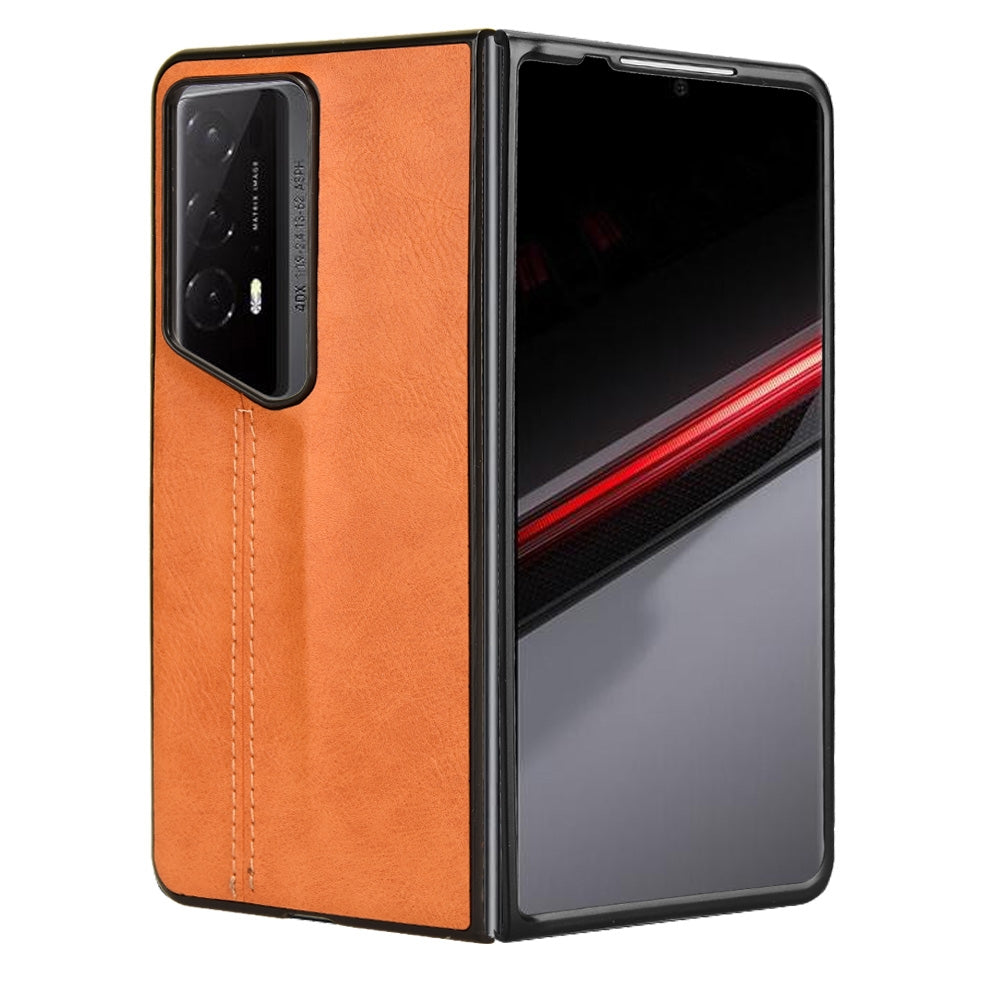 Honor Magic V2 RSR Porsche Design Cow Pattern Sewing Back Cover Phone Case - Premium PU Leather Texture PC + TPU Shockproof Protective Case, Scratch Resistant Slim Lightweight Anti-Fingerprint Full Coverage Mobile Cover