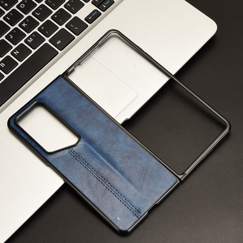 Honor Magic V2 RSR Porsche Design Cow Pattern Sewing Back Cover Phone Case - Premium PU Leather Texture PC + TPU Shockproof Protective Case, Scratch Resistant Slim Lightweight Anti-Fingerprint Full Coverage Mobile Cover