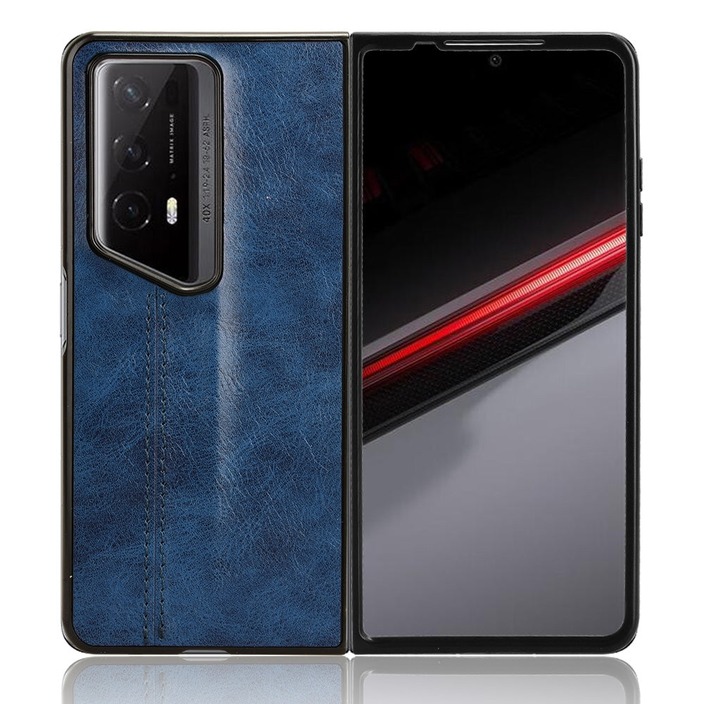 Honor Magic V2 RSR Porsche Design Cow Pattern Sewing Back Cover Phone Case - Premium PU Leather Texture PC + TPU Shockproof Protective Case, Scratch Resistant Slim Lightweight Anti-Fingerprint Full Coverage Mobile Cover
