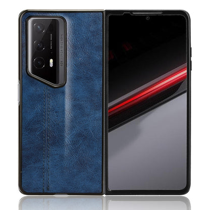 Honor Magic V2 RSR Porsche Design Cow Pattern Sewing Back Cover Phone Case - Premium PU Leather Texture PC + TPU Shockproof Protective Case, Scratch Resistant Slim Lightweight Anti-Fingerprint Full Coverage Mobile Cover