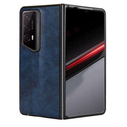 Honor Magic V2 RSR Porsche Design Cow Pattern Sewing Back Cover Phone Case - Premium PU Leather Texture PC + TPU Shockproof Protective Case, Scratch Resistant Slim Lightweight Anti-Fingerprint Full Coverage Mobile Cover