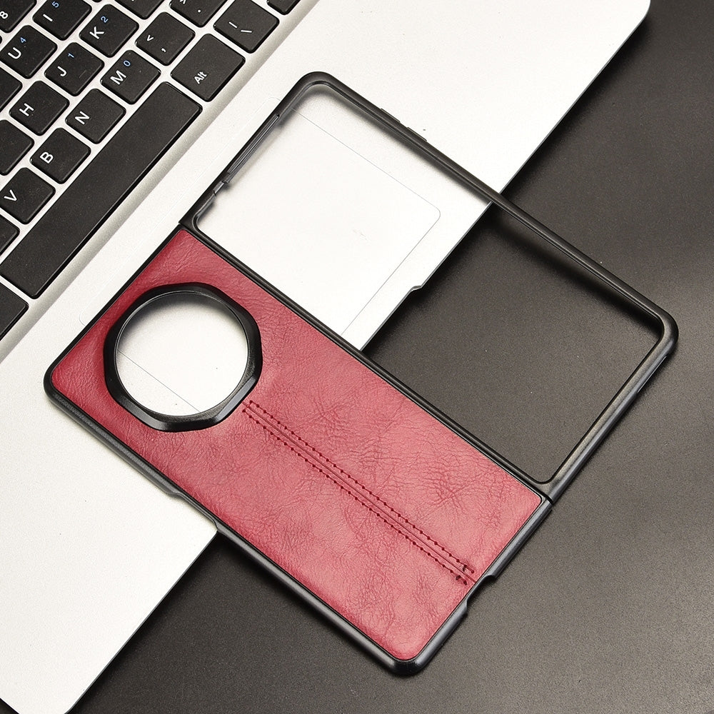Honor Magic V3 Cow Pattern Sewing Back Cover Phone Case - Premium PU Leather Texture PC + TPU Shockproof Protective Case, Scratch Resistant Slim Lightweight Anti-Fingerprint Full Coverage Mobile Cover