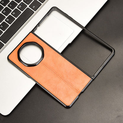 Honor Magic V3 Cow Pattern Sewing Back Cover Phone Case - Premium PU Leather Texture PC + TPU Shockproof Protective Case, Scratch Resistant Slim Lightweight Anti-Fingerprint Full Coverage Mobile Cover