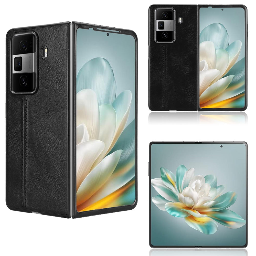 Honor Magic Vs3 Cow Pattern Sewing Back Cover Phone Case - Premium PU Leather Texture PC + TPU Shockproof Protective Case, Scratch Resistant Slim Lightweight Anti-Fingerprint Full Coverage Mobile Cover