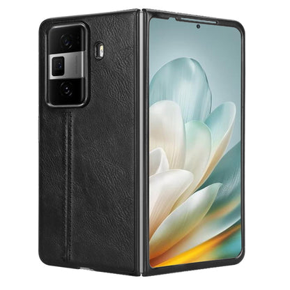 Honor Magic Vs3 Cow Pattern Sewing Back Cover Phone Case - Premium PU Leather Texture PC + TPU Shockproof Protective Case, Scratch Resistant Slim Lightweight Anti-Fingerprint Full Coverage Mobile Cover