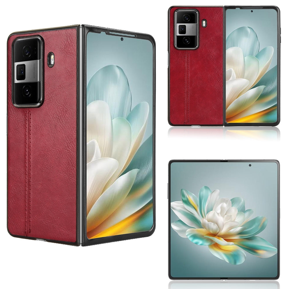 Honor Magic Vs3 Cow Pattern Sewing Back Cover Phone Case - Premium PU Leather Texture PC + TPU Shockproof Protective Case, Scratch Resistant Slim Lightweight Anti-Fingerprint Full Coverage Mobile Cover