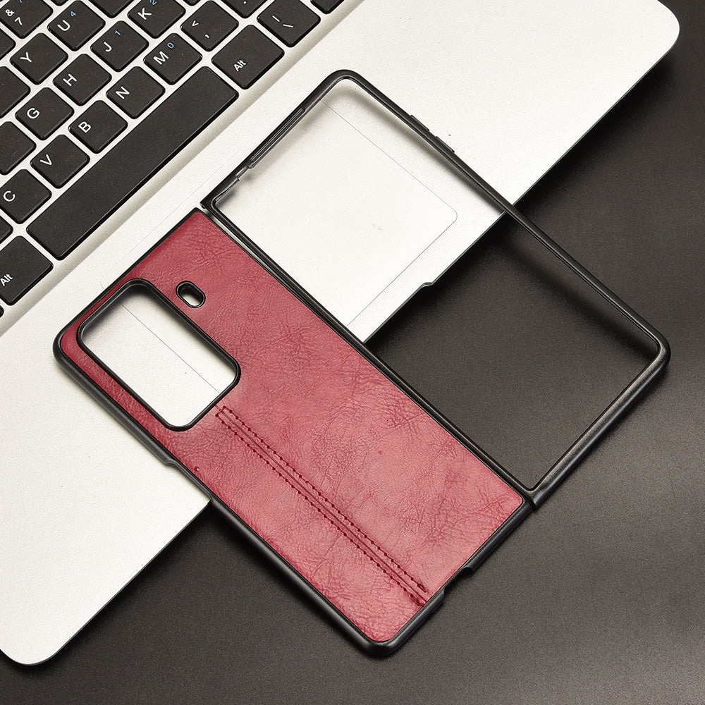 Honor Magic Vs3 Cow Pattern Sewing Back Cover Phone Case - Premium PU Leather Texture PC + TPU Shockproof Protective Case, Scratch Resistant Slim Lightweight Anti-Fingerprint Full Coverage Mobile Cover