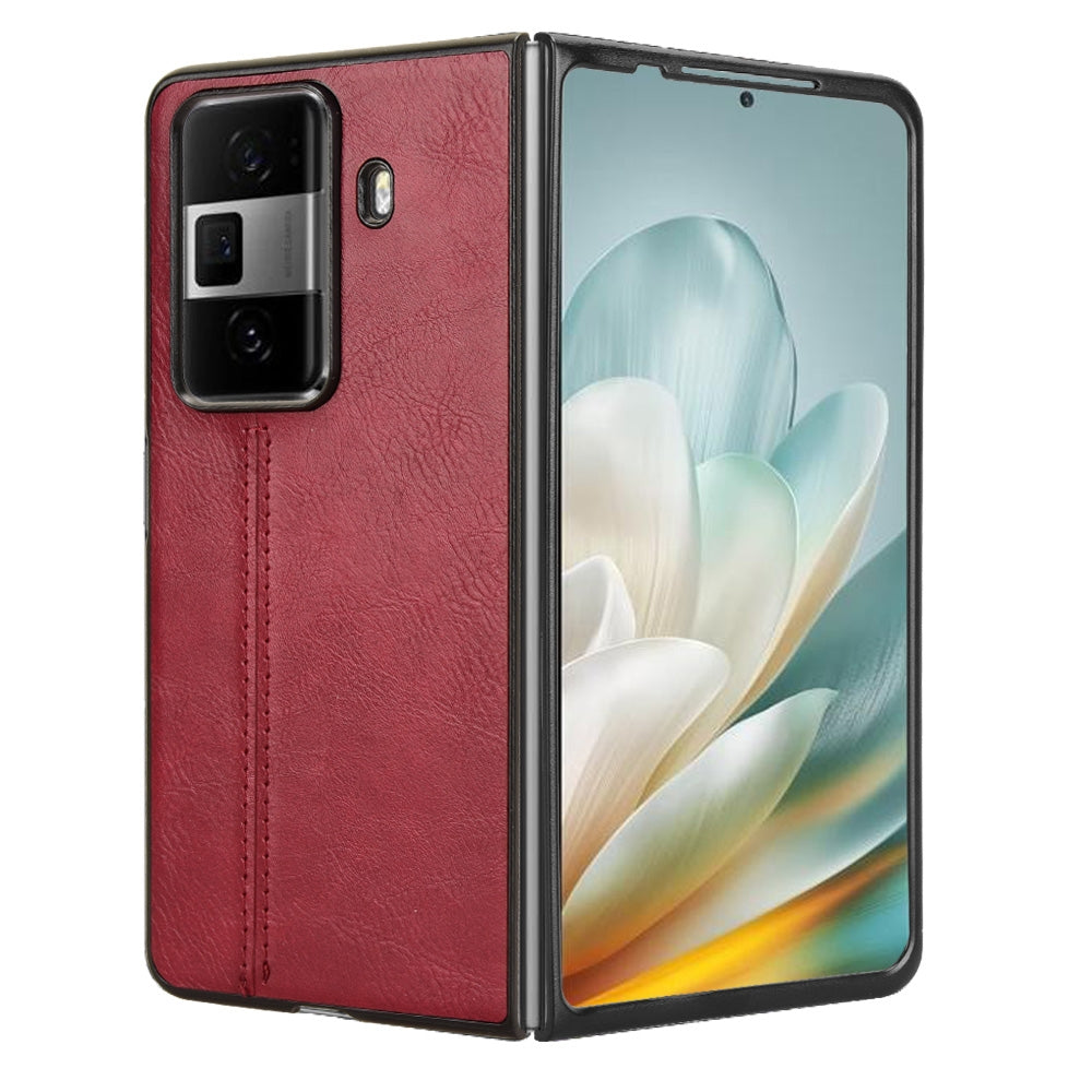 Honor Magic Vs3 Cow Pattern Sewing Back Cover Phone Case - Premium PU Leather Texture PC + TPU Shockproof Protective Case, Scratch Resistant Slim Lightweight Anti-Fingerprint Full Coverage Mobile Cover