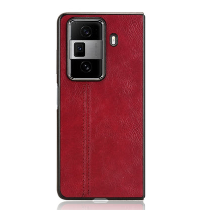 Honor Magic Vs3 Cow Pattern Sewing Back Cover Phone Case - Premium PU Leather Texture PC + TPU Shockproof Protective Case, Scratch Resistant Slim Lightweight Anti-Fingerprint Full Coverage Mobile Cover