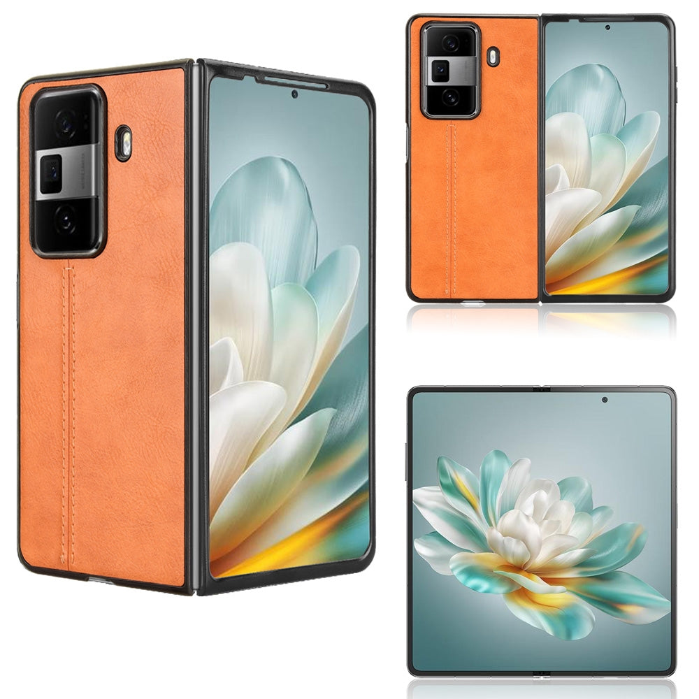 Honor Magic Vs3 Cow Pattern Sewing Back Cover Phone Case - Premium PU Leather Texture PC + TPU Shockproof Protective Case, Scratch Resistant Slim Lightweight Anti-Fingerprint Full Coverage Mobile Cover