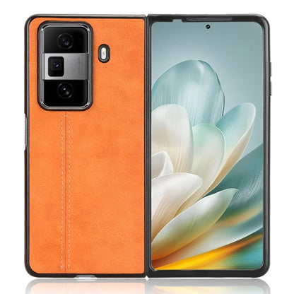 Honor Magic Vs3 Cow Pattern Sewing Back Cover Phone Case - Premium PU Leather Texture PC + TPU Shockproof Protective Case, Scratch Resistant Slim Lightweight Anti-Fingerprint Full Coverage Mobile Cover