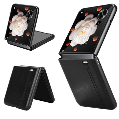 Honor Magic V Flip Cow Pattern Sewing Back Cover Phone Case - Premium PU Leather Texture PC + TPU Shockproof Protective Case, Scratch Resistant Slim Lightweight Anti-Fingerprint Full Coverage Mobile Cover