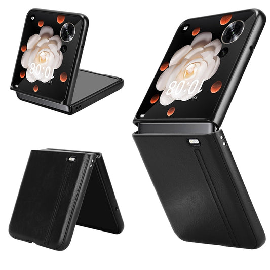 Honor Magic V Flip Cow Pattern Sewing Back Cover Phone Case - Premium PU Leather Texture PC + TPU Shockproof Protective Case, Scratch Resistant Slim Lightweight Anti-Fingerprint Full Coverage Mobile Cover