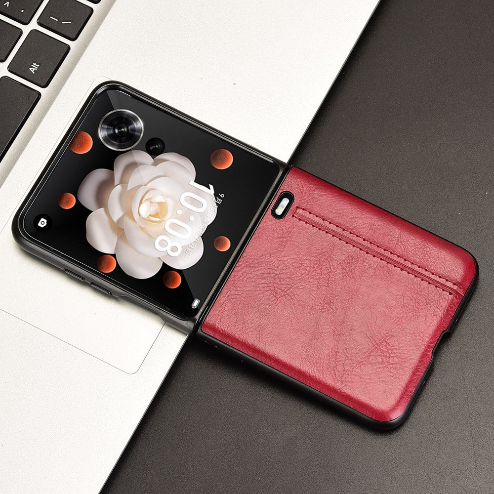 Honor Magic V Flip Cow Pattern Sewing Back Cover Phone Case - Premium PU Leather Texture PC + TPU Shockproof Protective Case, Scratch Resistant Slim Lightweight Anti-Fingerprint Full Coverage Mobile Cover