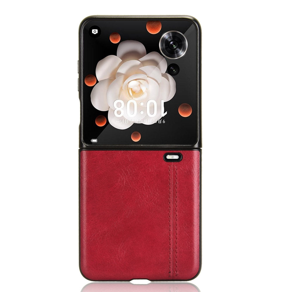Honor Magic V Flip Cow Pattern Sewing Back Cover Phone Case - Premium PU Leather Texture PC + TPU Shockproof Protective Case, Scratch Resistant Slim Lightweight Anti-Fingerprint Full Coverage Mobile Cover