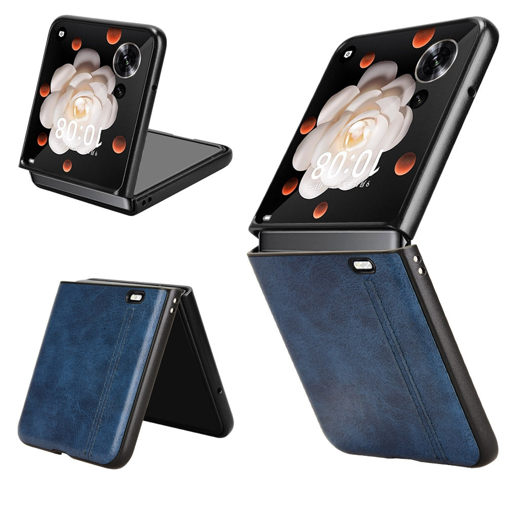 Honor Magic V Flip Cow Pattern Sewing Back Cover Phone Case - Premium PU Leather Texture PC + TPU Shockproof Protective Case, Scratch Resistant Slim Lightweight Anti-Fingerprint Full Coverage Mobile Cover