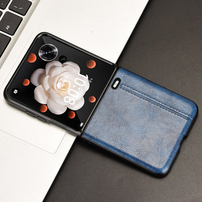 Honor Magic V Flip Cow Pattern Sewing Back Cover Phone Case - Premium PU Leather Texture PC + TPU Shockproof Protective Case, Scratch Resistant Slim Lightweight Anti-Fingerprint Full Coverage Mobile Cover