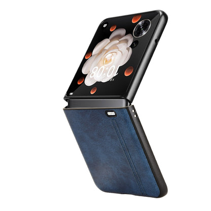 Honor Magic V Flip Cow Pattern Sewing Back Cover Phone Case - Premium PU Leather Texture PC + TPU Shockproof Protective Case, Scratch Resistant Slim Lightweight Anti-Fingerprint Full Coverage Mobile Cover
