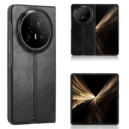 Honor Magic V5 Cow Pattern Sewing Back Cover Phone Case - Premium PU Leather Texture PC + TPU Shockproof Protective Case, Scratch Resistant Slim Lightweight Anti-Fingerprint Full Coverage Mobile Cover
