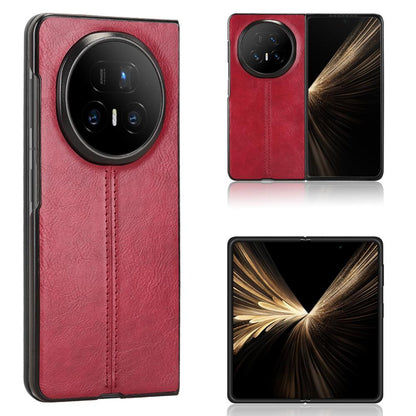 Honor Magic V5 Cow Pattern Sewing Back Cover Phone Case - Premium PU Leather Texture PC + TPU Shockproof Protective Case, Scratch Resistant Slim Lightweight Anti-Fingerprint Full Coverage Mobile Cover