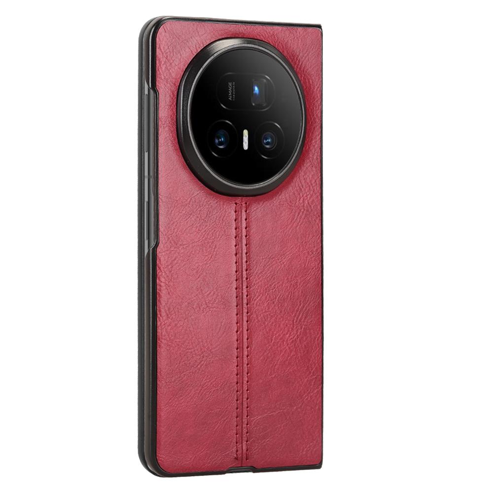 Honor Magic V5 Cow Pattern Sewing Back Cover Phone Case - Premium PU Leather Texture PC + TPU Shockproof Protective Case, Scratch Resistant Slim Lightweight Anti-Fingerprint Full Coverage Mobile Cover