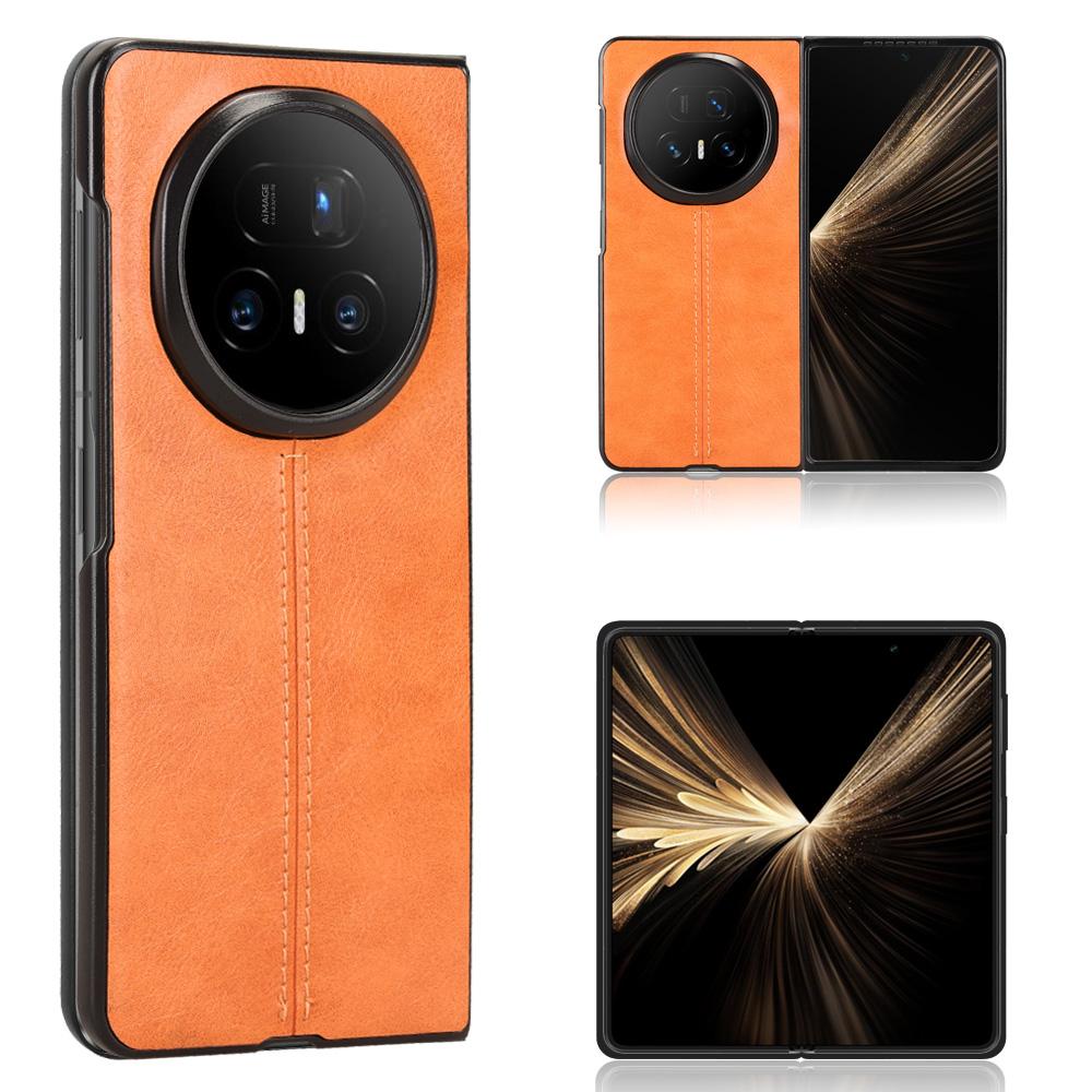 Honor Magic V5 Cow Pattern Sewing Back Cover Phone Case - Premium PU Leather Texture PC + TPU Shockproof Protective Case, Scratch Resistant Slim Lightweight Anti-Fingerprint Full Coverage Mobile Cover