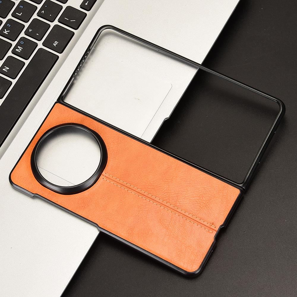 Honor Magic V5 Cow Pattern Sewing Back Cover Phone Case - Premium PU Leather Texture PC + TPU Shockproof Protective Case, Scratch Resistant Slim Lightweight Anti-Fingerprint Full Coverage Mobile Cover