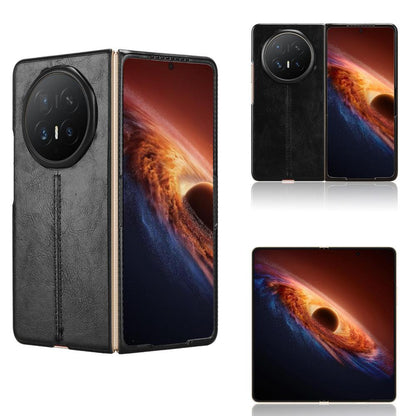 Honor Magic V6 Cow Pattern Sewing Back Cover Phone Case - Premium PU Leather Texture PC + TPU Shockproof Protective Case, Scratch Resistant Slim Lightweight Anti-Fingerprint Full Coverage Mobile Cover