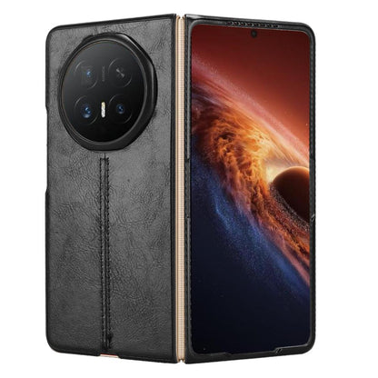 Honor Magic V6 Cow Pattern Sewing Back Cover Phone Case - Premium PU Leather Texture PC + TPU Shockproof Protective Case, Scratch Resistant Slim Lightweight Anti-Fingerprint Full Coverage Mobile Cover