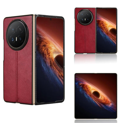 Honor Magic V6 Cow Pattern Sewing Back Cover Phone Case - Premium PU Leather Texture PC + TPU Shockproof Protective Case, Scratch Resistant Slim Lightweight Anti-Fingerprint Full Coverage Mobile Cover