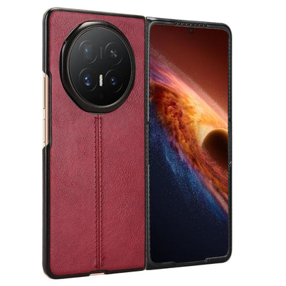 Honor Magic V6 Cow Pattern Sewing Back Cover Phone Case - Premium PU Leather Texture PC + TPU Shockproof Protective Case, Scratch Resistant Slim Lightweight Anti-Fingerprint Full Coverage Mobile Cover