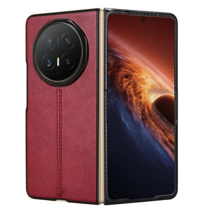 Honor Magic V6 Cow Pattern Sewing Back Cover Phone Case - Premium PU Leather Texture PC + TPU Shockproof Protective Case, Scratch Resistant Slim Lightweight Anti-Fingerprint Full Coverage Mobile Cover