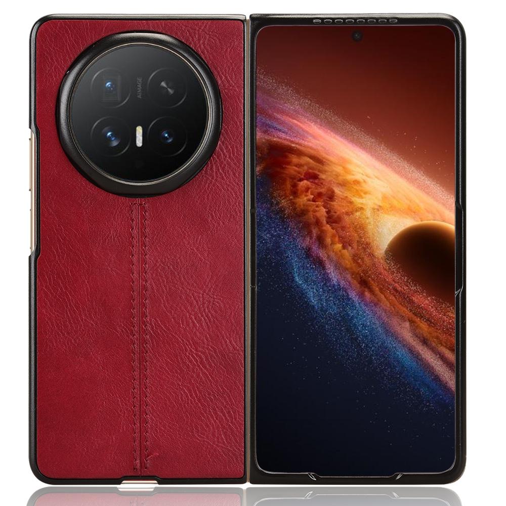 Honor Magic V6 Cow Pattern Sewing Back Cover Phone Case - Premium PU Leather Texture PC + TPU Shockproof Protective Case, Scratch Resistant Slim Lightweight Anti-Fingerprint Full Coverage Mobile Cover
