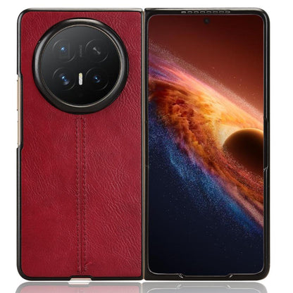 Honor Magic V6 Cow Pattern Sewing Back Cover Phone Case - Premium PU Leather Texture PC + TPU Shockproof Protective Case, Scratch Resistant Slim Lightweight Anti-Fingerprint Full Coverage Mobile Cover