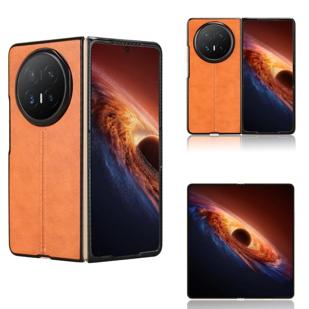 Honor Magic V6 Cow Pattern Sewing Back Cover Phone Case - Premium PU Leather Texture PC + TPU Shockproof Protective Case, Scratch Resistant Slim Lightweight Anti-Fingerprint Full Coverage Mobile Cover