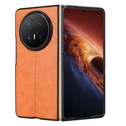 Honor Magic V6 Cow Pattern Sewing Back Cover Phone Case - Premium PU Leather Texture PC + TPU Shockproof Protective Case, Scratch Resistant Slim Lightweight Anti-Fingerprint Full Coverage Mobile Cover