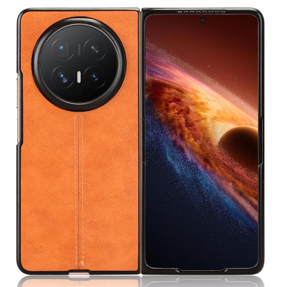 Honor Magic V6 Cow Pattern Sewing Back Cover Phone Case - Premium PU Leather Texture PC + TPU Shockproof Protective Case, Scratch Resistant Slim Lightweight Anti-Fingerprint Full Coverage Mobile Cover