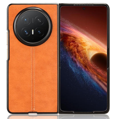 Honor Magic V6 Cow Pattern Sewing Back Cover Phone Case - Premium PU Leather Texture PC + TPU Shockproof Protective Case, Scratch Resistant Slim Lightweight Anti-Fingerprint Full Coverage Mobile Cover