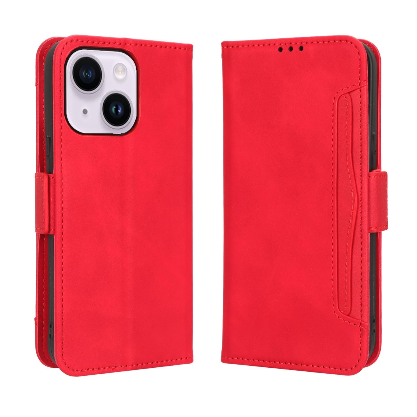 Apple iPhone 15 Pro Max Skin Feel PU Leather Wallet Phone Case with Card Slots, Cash Pocket, Magnetic Closure, Built-In Stand, Full Protection TPU Cover