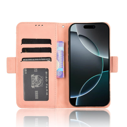 Apple iPhone 16 Pro Max Skin Feel PU Leather Wallet Phone Case with Card Slots, Cash Pocket, Magnetic Closure, Built-In Stand, Full Protection TPU Cover