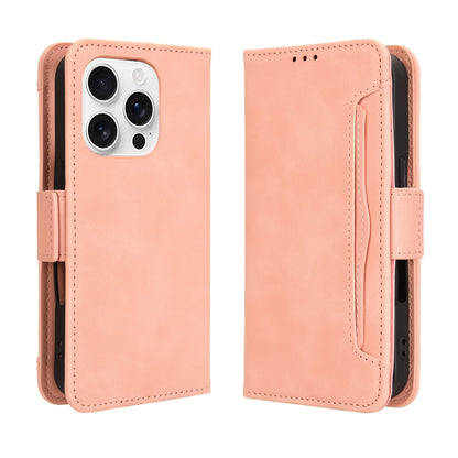 Apple iPhone 16 Pro Skin Feel PU Leather Wallet Phone Case with Card Slots, Cash Pocket, Magnetic Closure, Built-In Stand, Full Protection TPU Cover